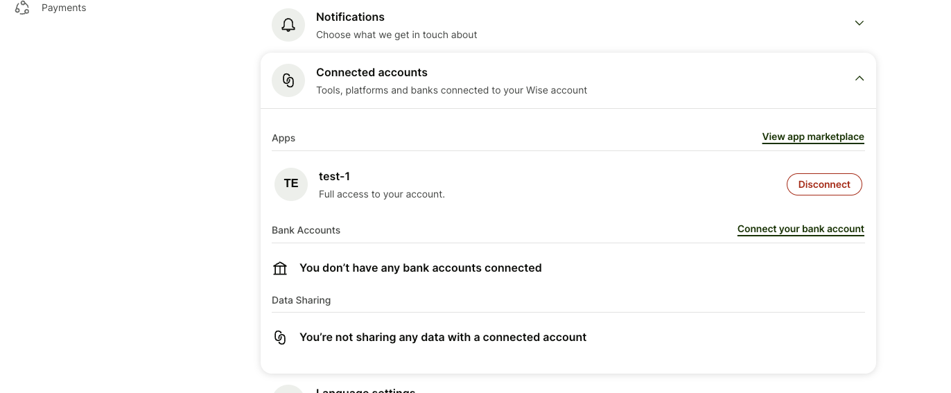 Example linked connected app